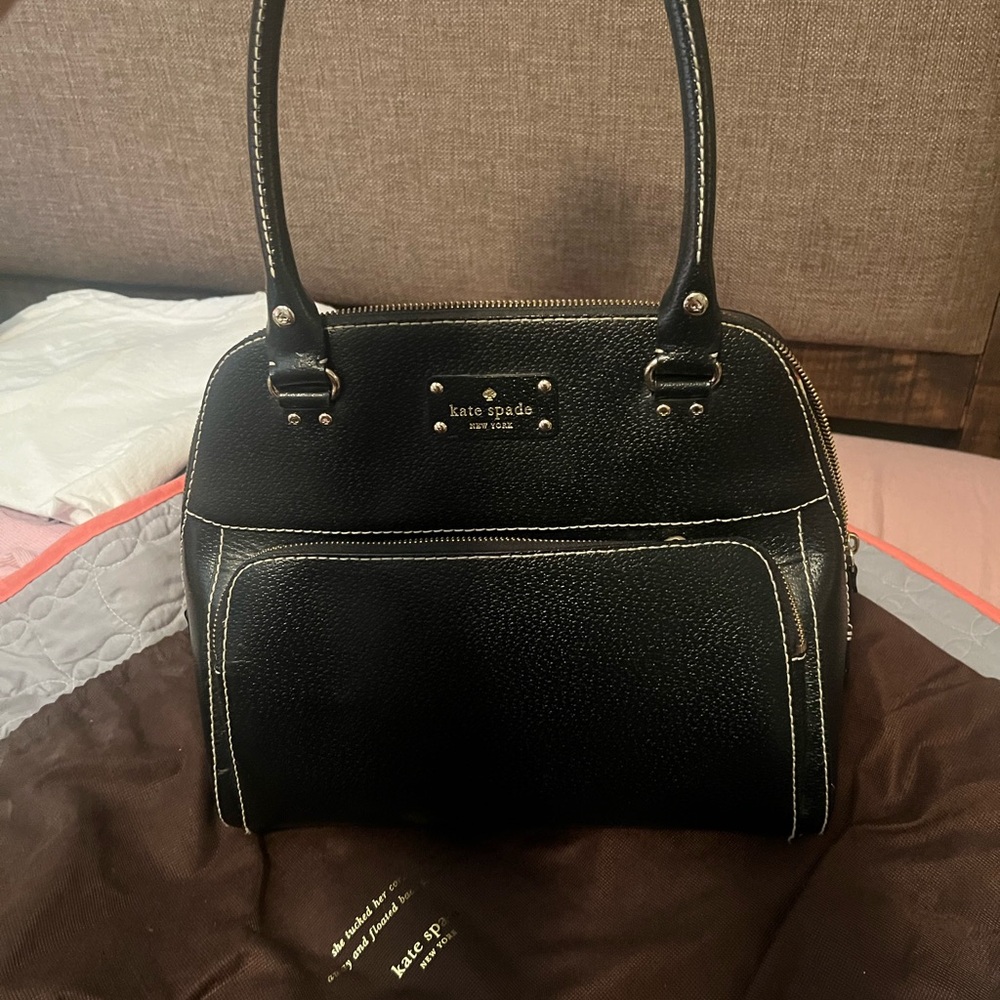 Kate Spade Black Textured Satchel